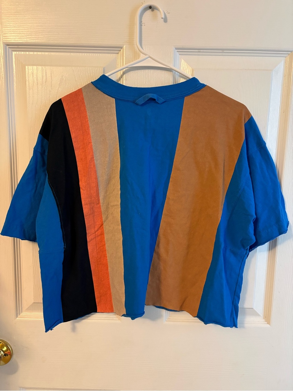 FP Movement Inspire Short Sleeve Colorblock Striped Blue Cropped Tee. - Picture 2 of 5
